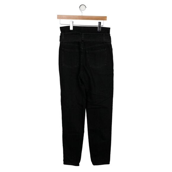 IRO Ouzilly Paperbag Belted Faded Black High Rise Tapered Jeans Size FR 38 US 6 - Picture 7 of 10